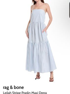 rag & bone Leilah Striped poplin Tiered Maxi Dress xl